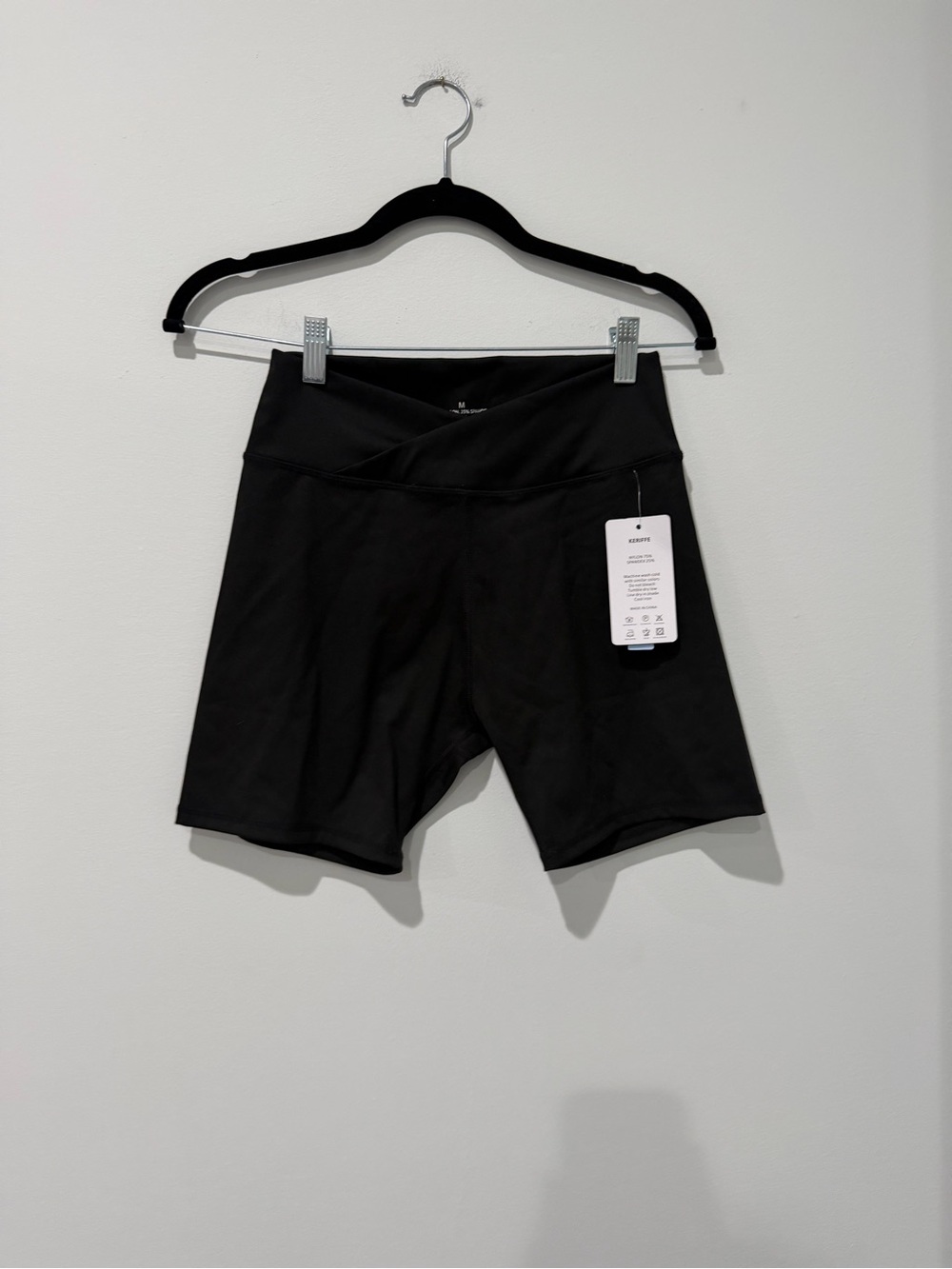 Women's Black High-Rise Bike Shorts with V-Waistband